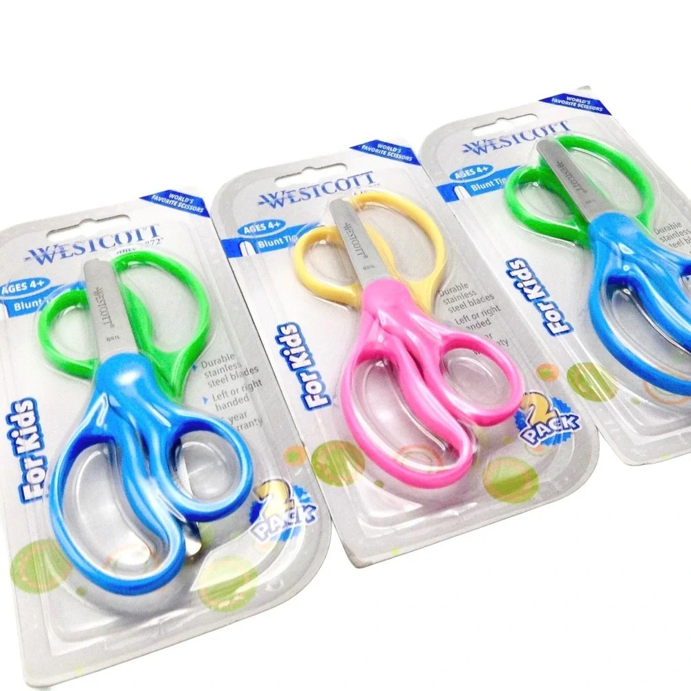 Westcott Kids Scissors 2-Pack Blunt Tip Left/Right Handed Durable Steel (3 Sets)